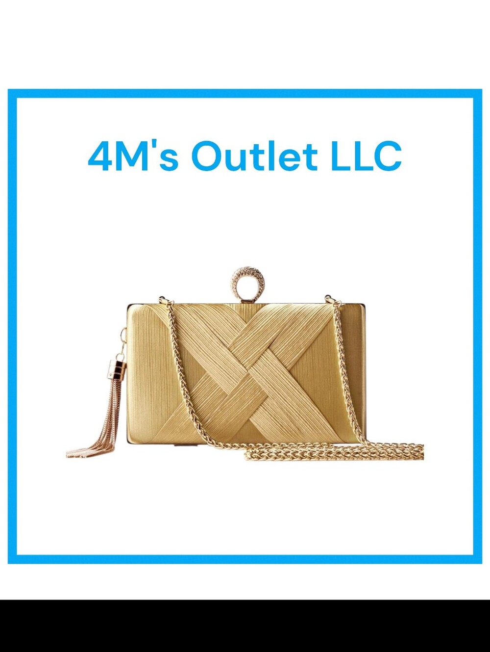 Gold Woven Evening Clutch with Chain Strap